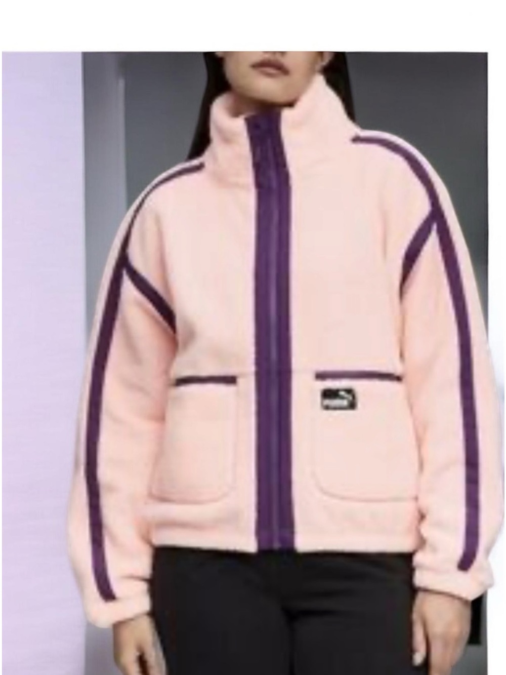 PUMA ZIP UP FLEECE JACKET MEDIUM CORAL PURPLE